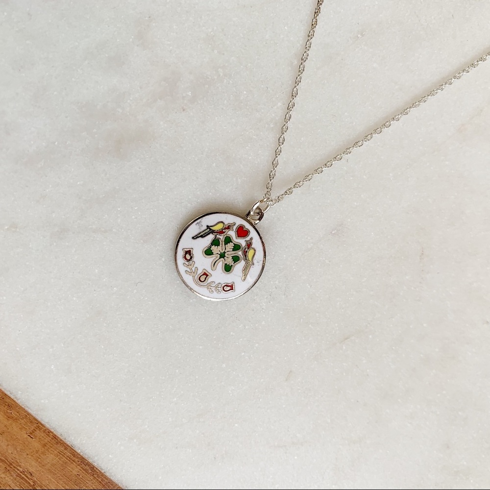 Vintage Irish Shamrock Folk Art Pendant Necklace - Picture 9 of 10